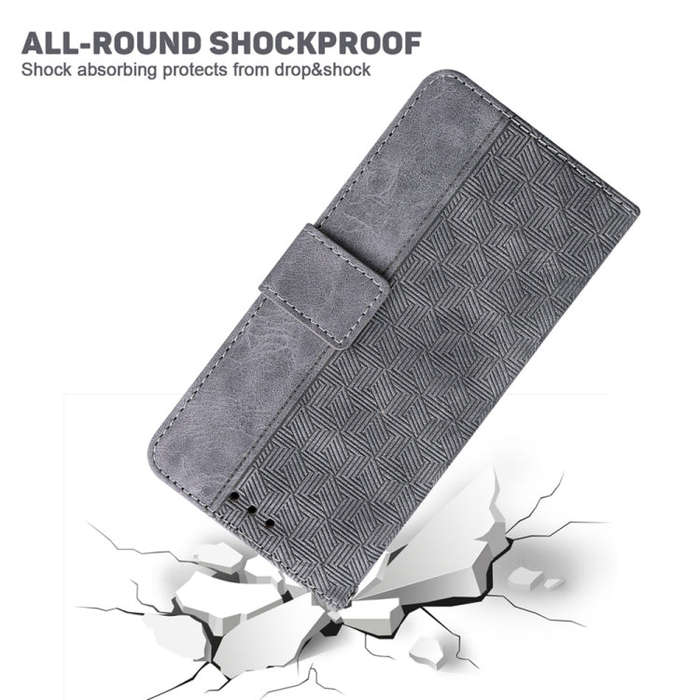 For Motorola Edge 2024 Geometric Embossed Leather Phone Case(Grey)