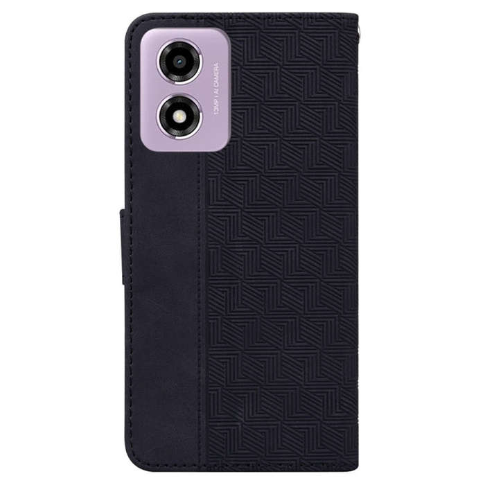 For Motorola Moto G04s / Moto E14 Geometric Embossed Leather Phone Case(Black)