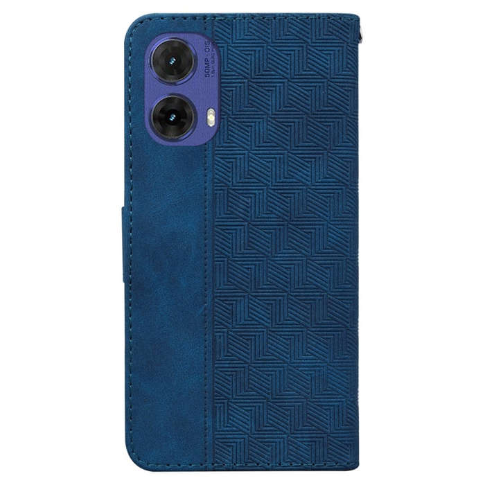 For Motorola Moto G85 Geometric Embossed Leather Phone Case(Blue)