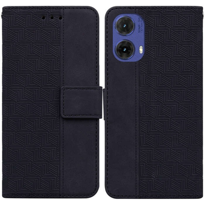 For Motorola Moto G85 Geometric Embossed Leather Phone Case(Black)