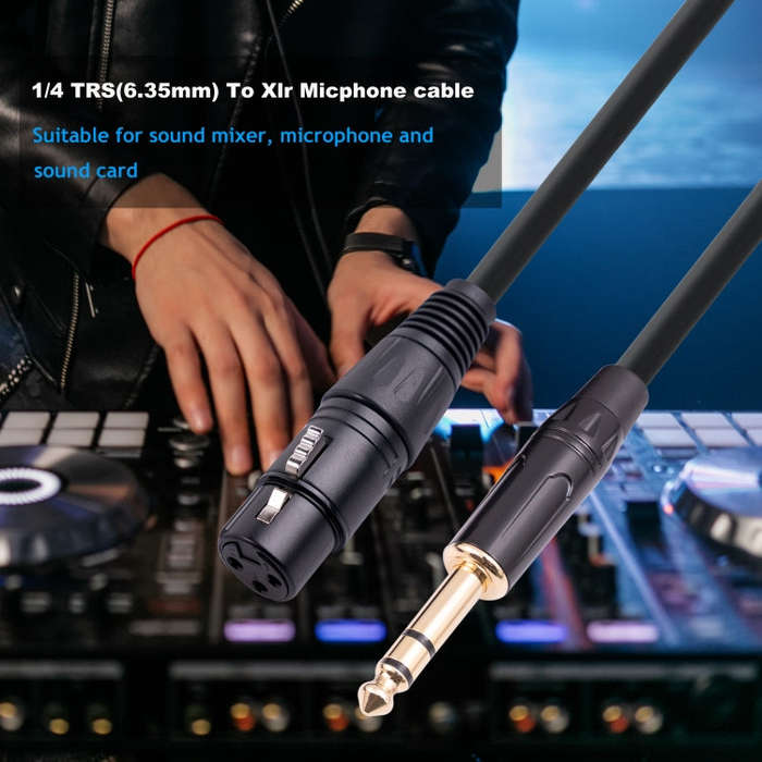 6.35mm 1/4 TRS Male to XLR 3pin Female Microphone Cable, Length:3m