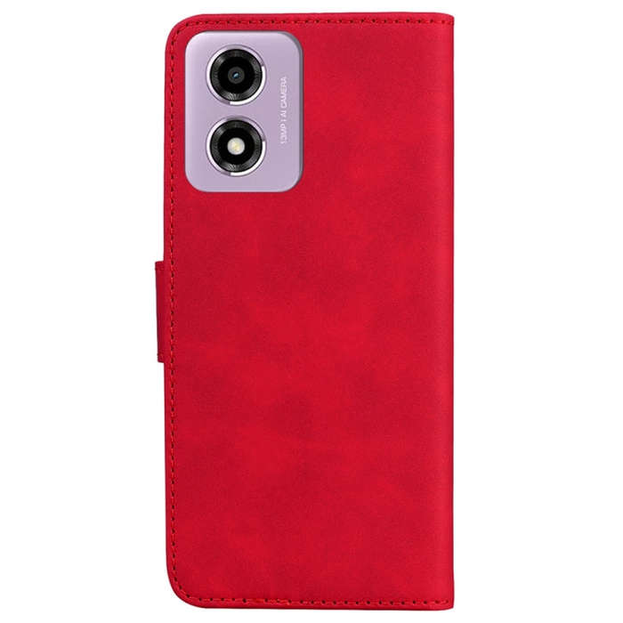 For Motorola Moto G04s / Moto E14 Skin Feel Pure Color Flip Leather Phone Case(Red)