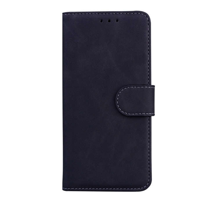 For Motorola Moto G04s / Moto E14 Skin Feel Pure Color Flip Leather Phone Case(Black)