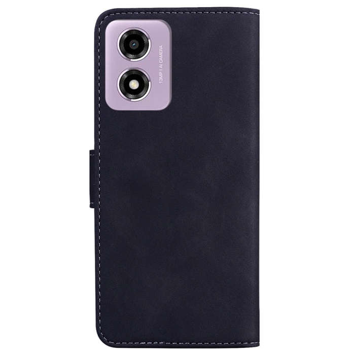 For Motorola Moto G04s / Moto E14 Skin Feel Pure Color Flip Leather Phone Case(Black)