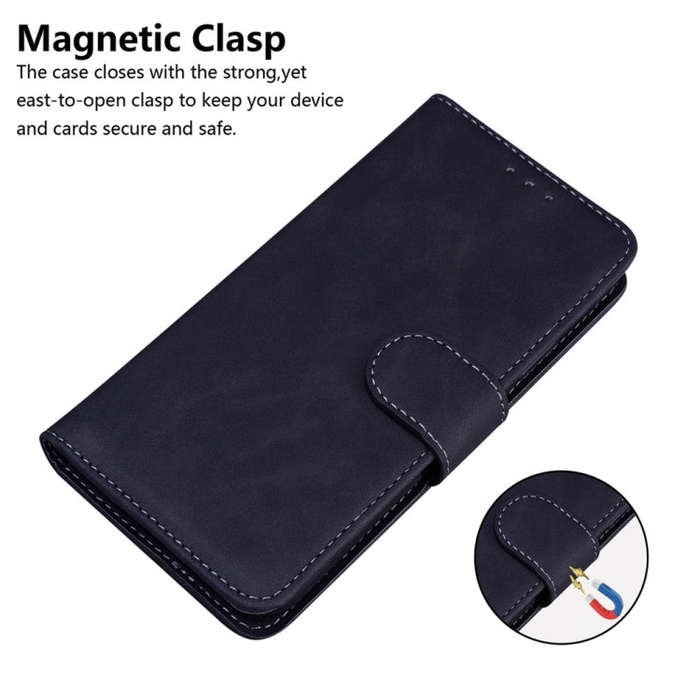 For Motorola Moto G04s / Moto E14 Skin Feel Pure Color Flip Leather Phone Case(Black)
