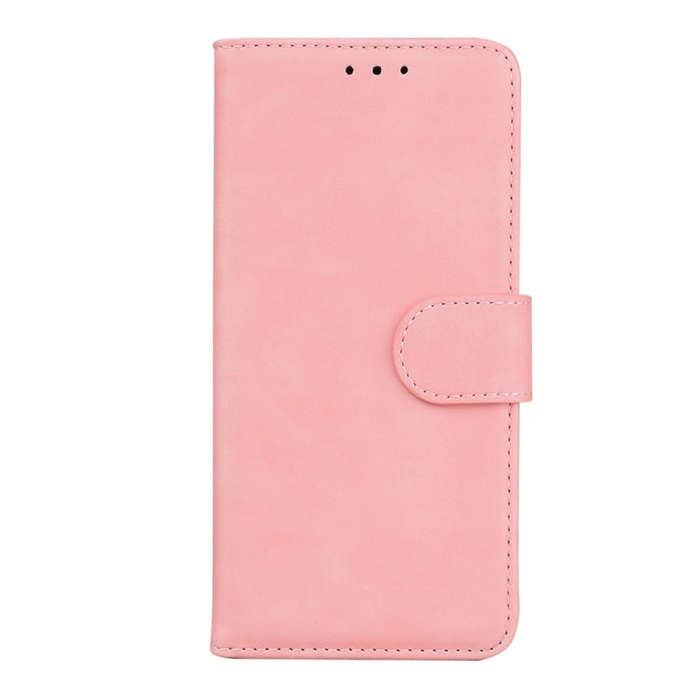 For Motorola Moto G85 Skin Feel Pure Color Flip Leather Phone Case(Pink)