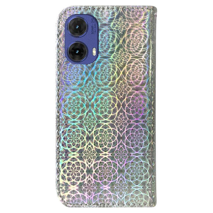 For Motorola Moto G85 Colorful Magnetic Buckle Leather Phone Case(Silver)