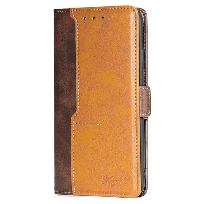 For Honor X8c 4G Contrast Color Side Buckle Leather Phone Case(Dark Brown + Gold)