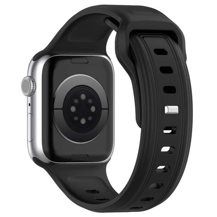 For Apple Watch SE 2023 44mm Square Buckle Silicone Watch Band(Black)