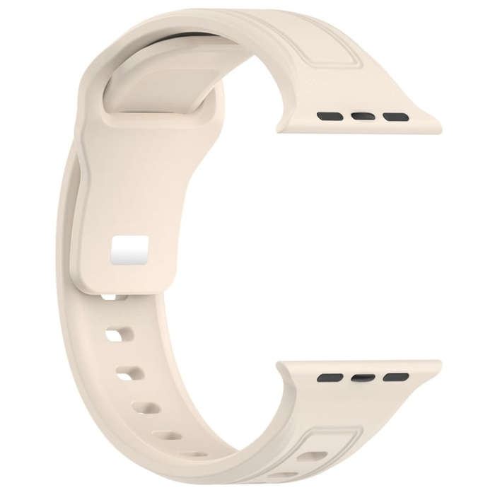 For Apple Watch SE 2023 44mm Square Buckle Silicone Watch Band(Starlight Color)