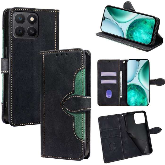 For Honor X8c 4G Skin Feel Magnetic Buckle Leather Phone Case(Black)