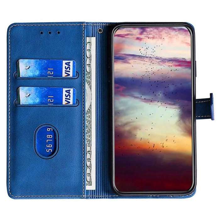For Honor X8c 4G Skin Feel Magnetic Buckle Leather Phone Case(Blue)