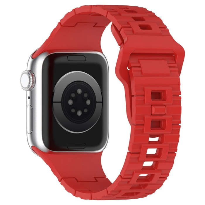 For Apple Watch SE 2023 44mm Square Buckle Armor Style Silicone Watch Band(Red)