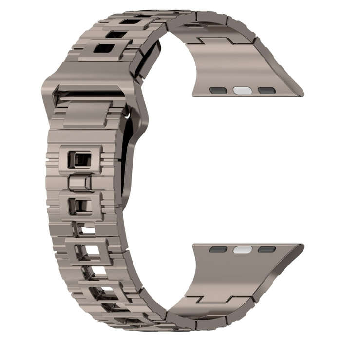 For Apple Watch 9 41mm Square Buckle Armor Style Silicone Watch Band(Plating Titanium Silver)