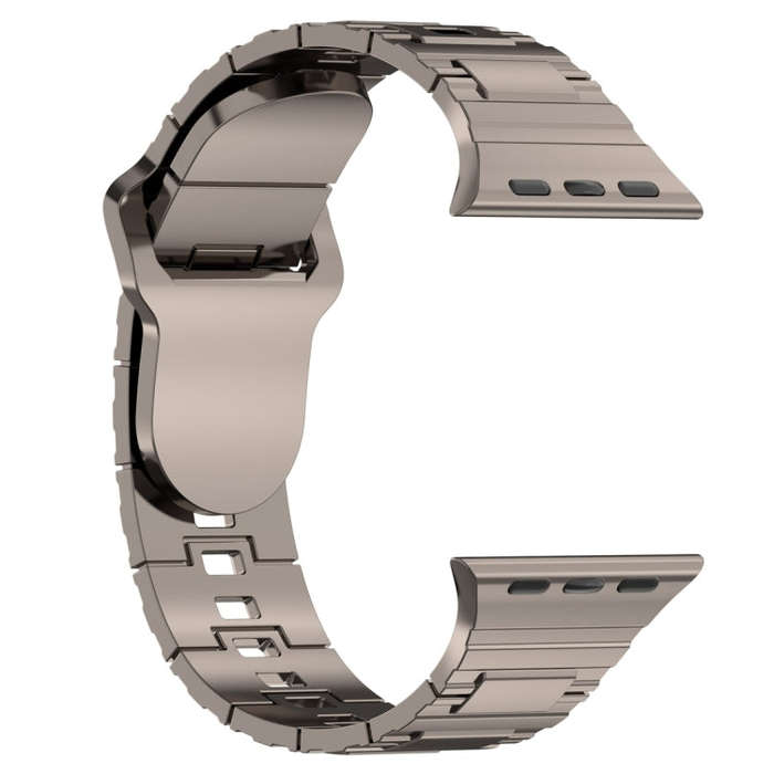 For Apple Watch 9 41mm Square Buckle Armor Style Silicone Watch Band(Plating Titanium Silver)