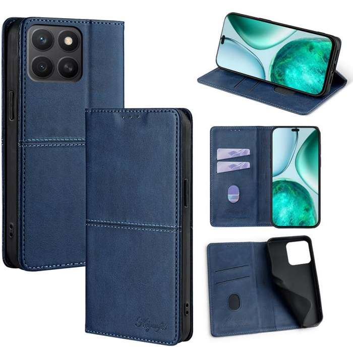 For Honor X8c 4G Cow Texture Magnetic Leather Phone Case(Blue)