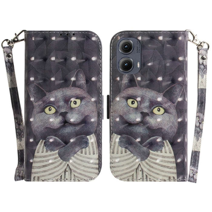 For Motorola Edge 2024 3D Colored Flip Leather Phone Case(Hug Cat)