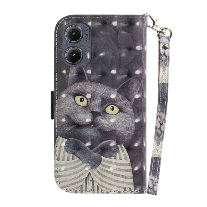 For Motorola Edge 2024 3D Colored Flip Leather Phone Case(Hug Cat)