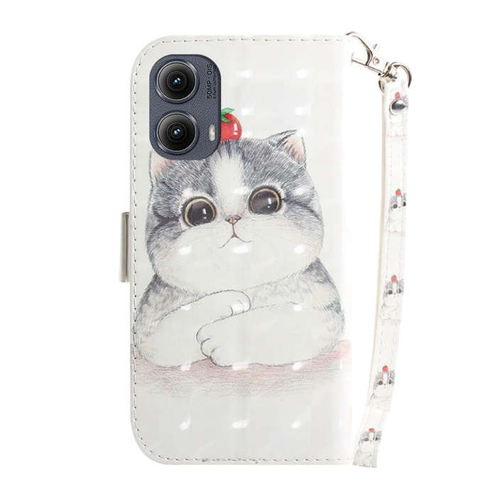 For Motorola Edge 2024 3D Colored Flip Leather Phone Case(Cute Cat)