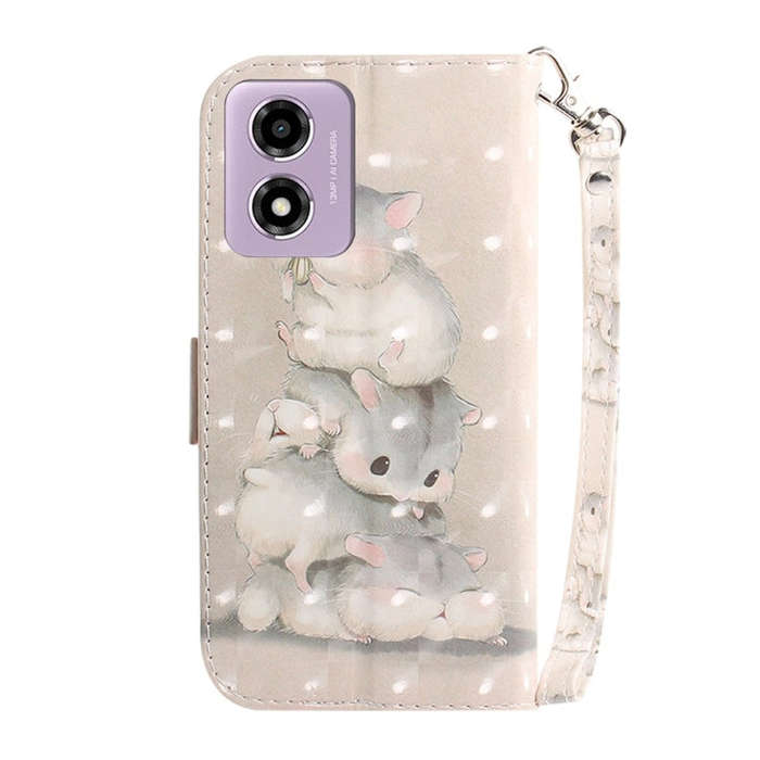 For Motorola Moto G04s / Moto E14 3D Colored Flip Leather Phone Case(Squirrels)