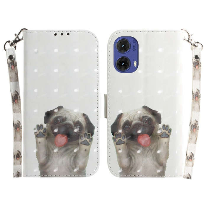 For Motorola Moto G85 3D Colored Flip Leather Phone Case(Pug)