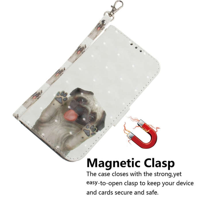 For Motorola Moto G85 3D Colored Flip Leather Phone Case(Pug)