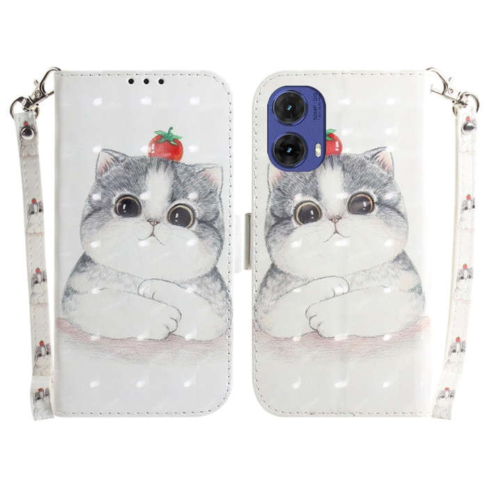 For Motorola Moto G85 3D Colored Flip Leather Phone Case(Cute Cat)
