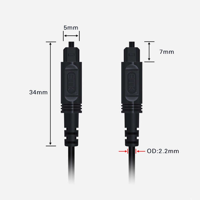 2m EMK OD2.2mm Digital Audio Optical Fiber Cable Plastic Speaker Balance Cable(Sky Blue)