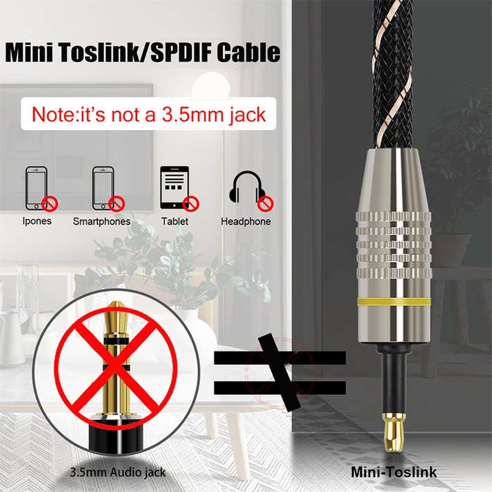 3m EMK OD6.0mm Square Port to Round Port Set-top Box Digital Audio Optical Fiber Connecting Cable