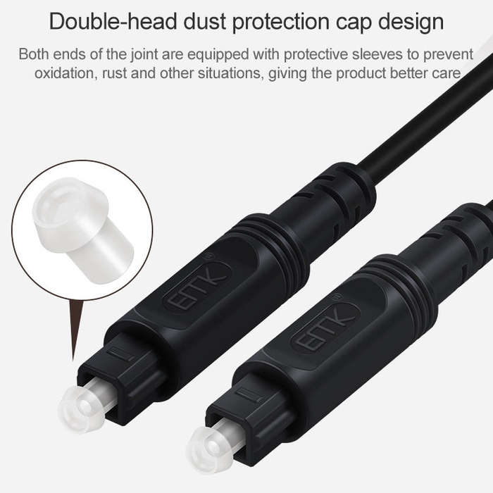 5m EMK OD4.0mm Square Port to Square Port Digital Audio Speaker Optical Fiber Connecting Cable(Sk...