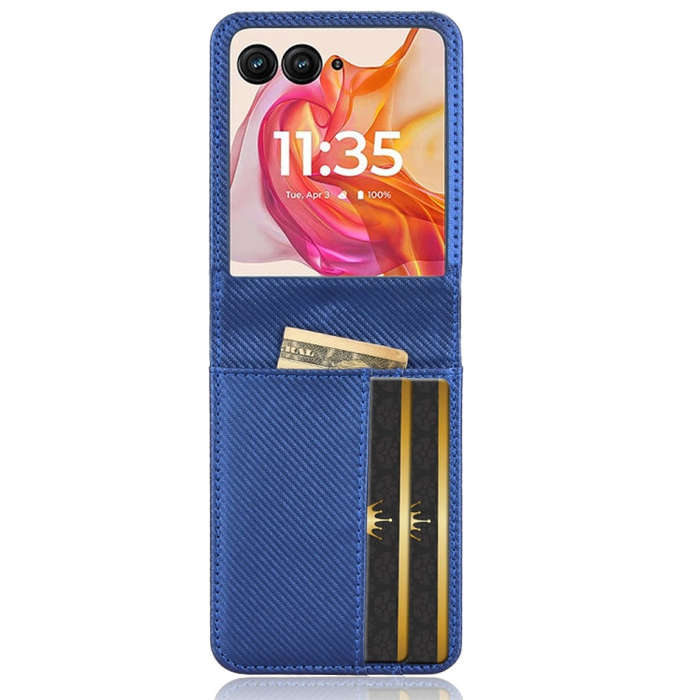 For Motorola Moto Razr 50 Ultra Card Slot PU Leather PC Phone Case(Blue)