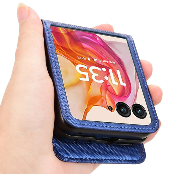 For Motorola Moto Razr 50 Ultra Card Slot PU Leather PC Phone Case(Blue)