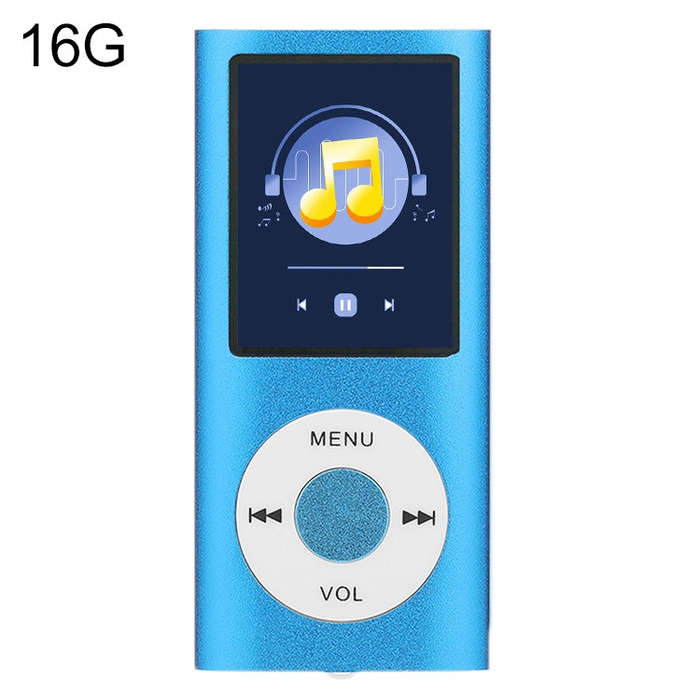 1.8 inch TFT Screen Metal MP4 Player With 16G TF Card+Earphone+Cable(Blue)