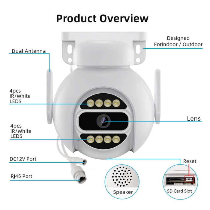 A8-C2 2MP Smart WiFi Surveillance IP Camera, Dual-light Full Color Night Vision / Two Way Audio /...