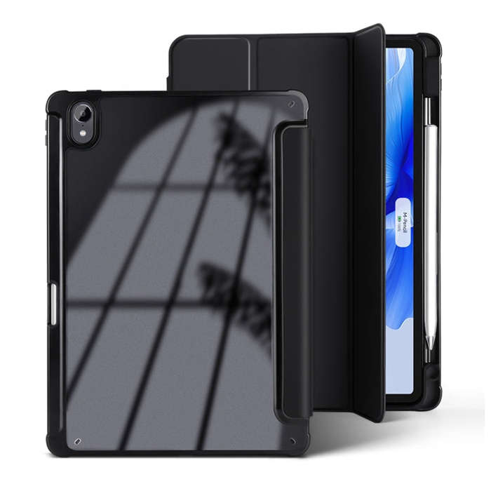 For Huawei MatePad Air 11.5 inch 3-Fold Clear Acrylic Leather Tablet Case(Black)