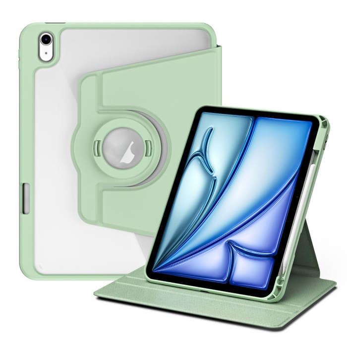 For iPad Air 11 2025 / 2024 Acrylic 360 Rotation Detachable Leather Tablet Case(Green)