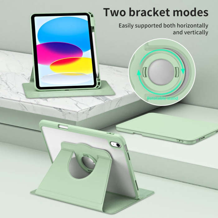 For iPad Air 11 2025 / 2024 Acrylic 360 Rotation Detachable Leather Tablet Case(Green)