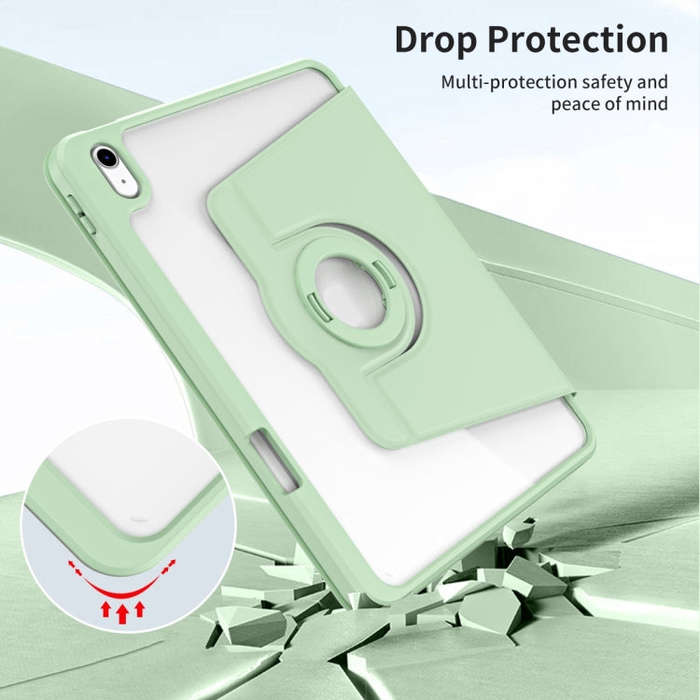 For iPad Air 11 2025 / 2024 Acrylic 360 Rotation Detachable Leather Tablet Case(Green)