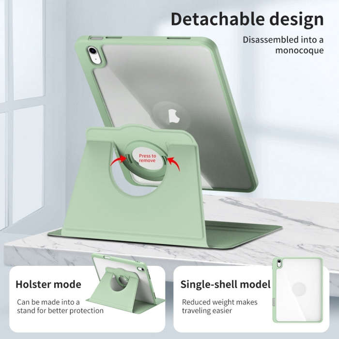 For iPad Air 11 2025 / 2024 Acrylic 360 Rotation Detachable Leather Tablet Case(Green)