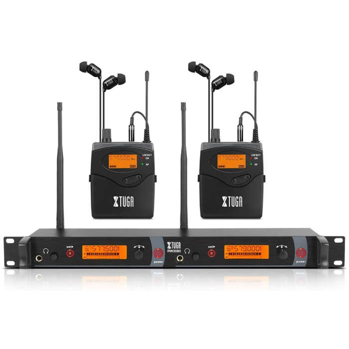 XTUGA RW2080 UHF Wireless Stage Singer In-Ear Monitor System 2 BodyPacks(AU Plug)