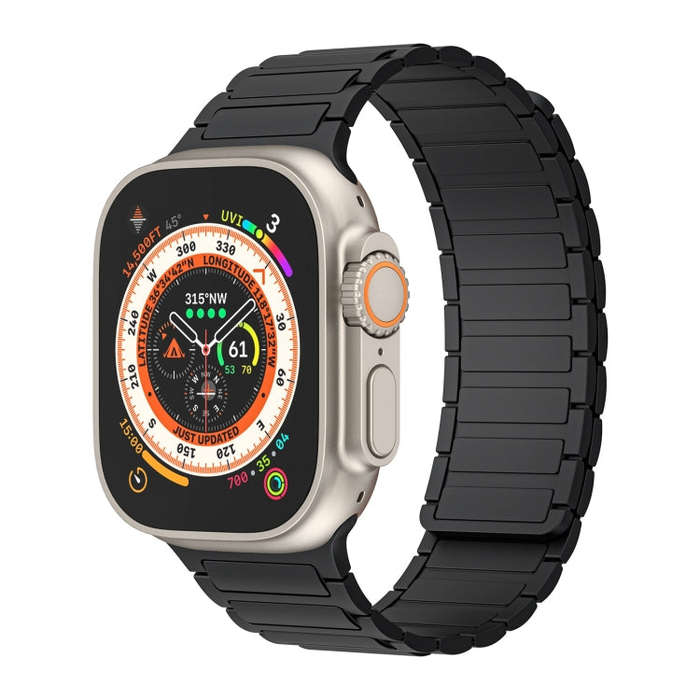 For Apple Watch Ultra 49mm Magnetic Loop Silicone Watch Band(Black)