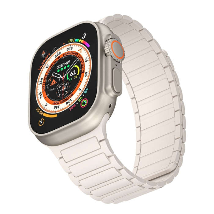 For Apple Watch Series 8 41mm Magnetic Loop Silicone Watch Band(Starlight)