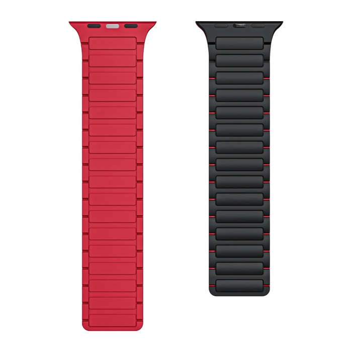 For Apple Watch Series 5 44mm Magnetic Loop Silicone Watch Band(Black Red)