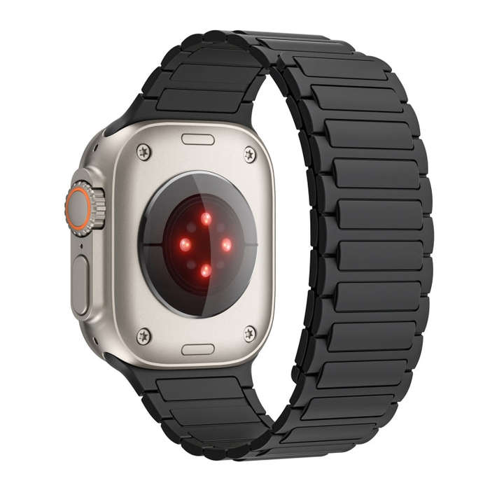 For Apple Watch Series 4 44mm Magnetic Loop Silicone Watch Band(Black)