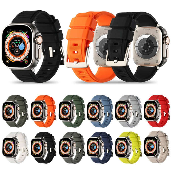 For Apple Watch 9 41mm Double Ring Silicone Watch Band(Orange)