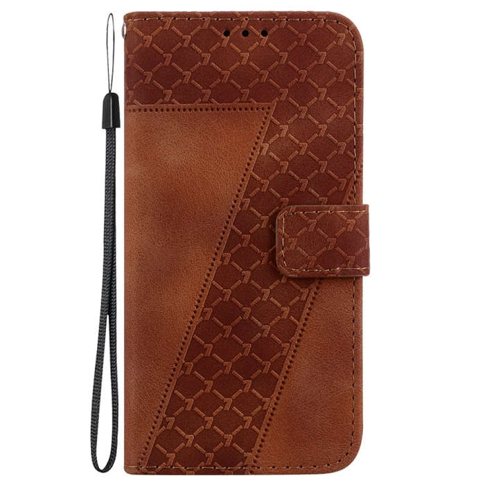 For Motorola Moto G85 Seven-shaped Embossed Leather Phone Case(Brown)