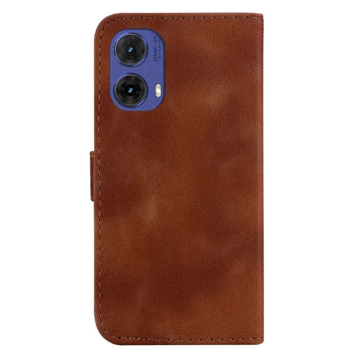For Motorola Moto G85 Seven-shaped Embossed Leather Phone Case(Brown)