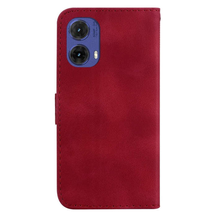 For Motorola Moto G85 Seven-shaped Embossed Leather Phone Case(Red)