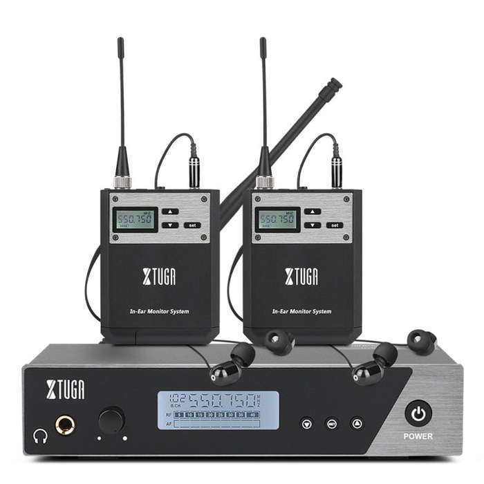 XTUGA  IEM1100 Professional Wireless In Ear Monitor System 2 BodyPacks(UK Plug)
