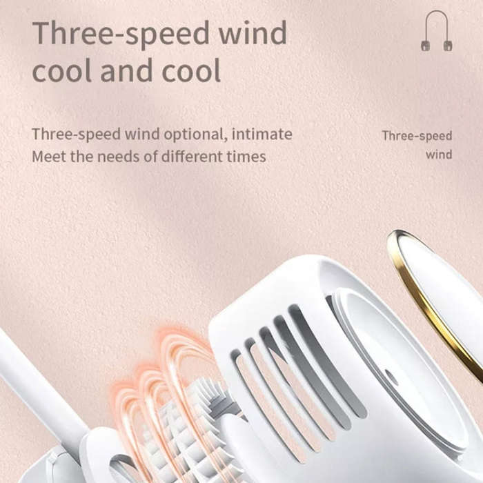 DQ210 Portable Hanging Neck Mute Aroma Diffuser Small Fan(Apricot)